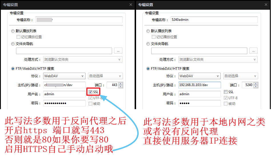 PotPlayer 打开 WebDAV 地址的界面